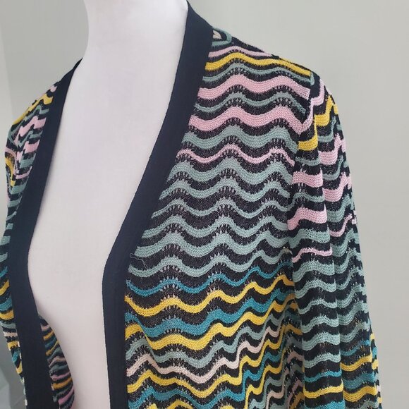 MISSONI Women's Long Duster Open Cardigan Multi-colour Waves Flared Sleeves Boho - Picture 4 of 14
